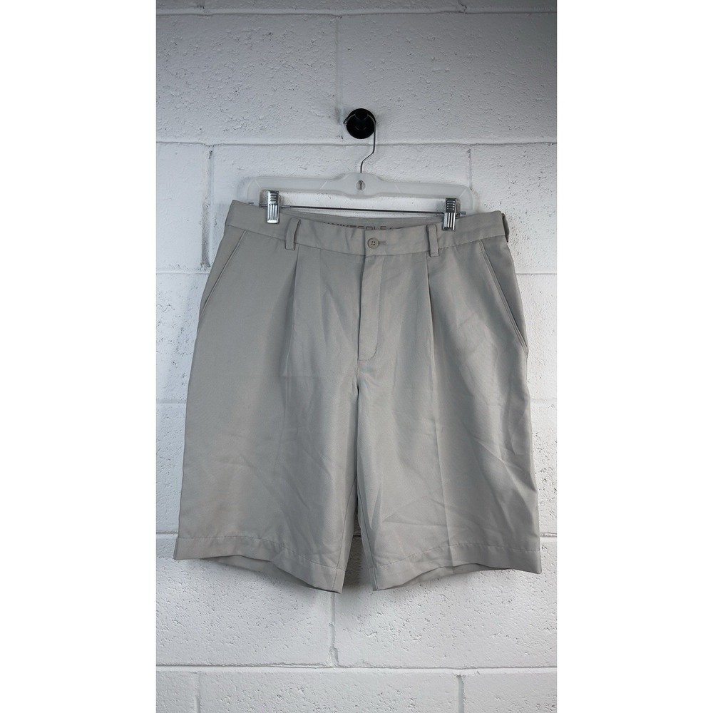 Mens Nike Golf Performance Golf Chino Shorts Flat Front Size 32 Gray Stretch 10"